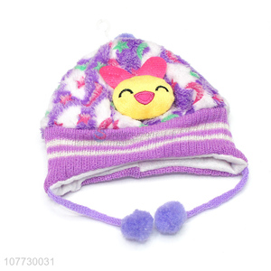 Best selling cartoon animal children winter acrylic knitting hat with earflaps