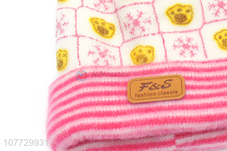 New arrival kids winter cap children fuzzy knitting beanie hat