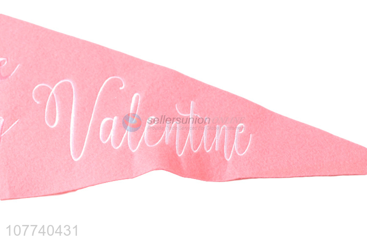 Popular pink Valentine's Day floral English decoration banner