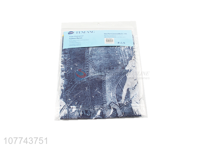 Wholesale Super Waterproof Denim Blue Apron For Kitchen