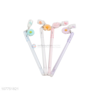 Most popular flower pendant plastic gel ink pen student stationery