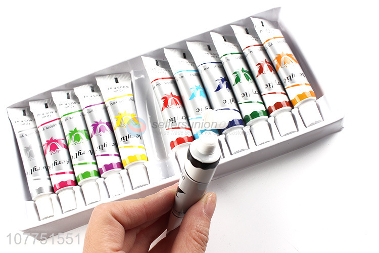 High quality 12 colors 12ml acrylic paints for children