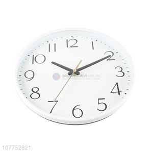 Fashion style round white quartz clock study room mute wall clock