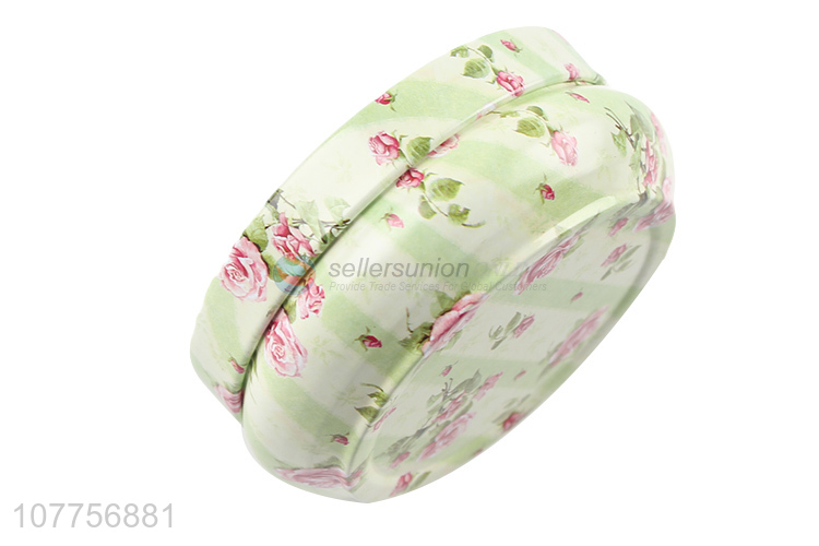 New Design Flower Pattern Round Tin Can Storage Box