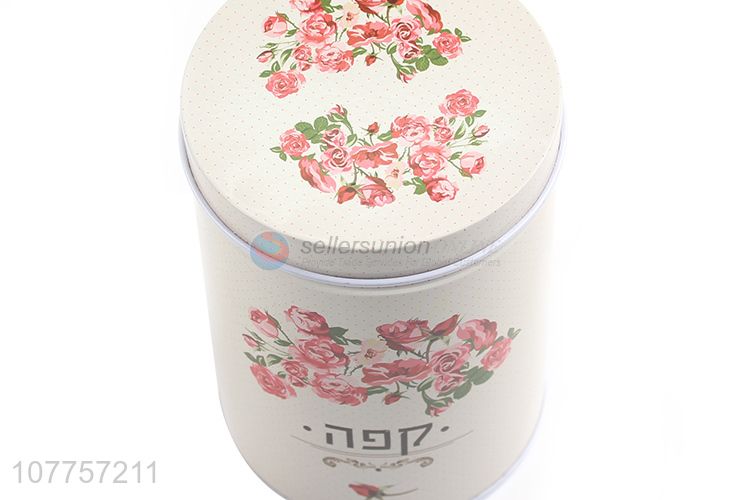 Wholesale Flower Pattern Cylindrical Tin Jar Storage Box Tin Can