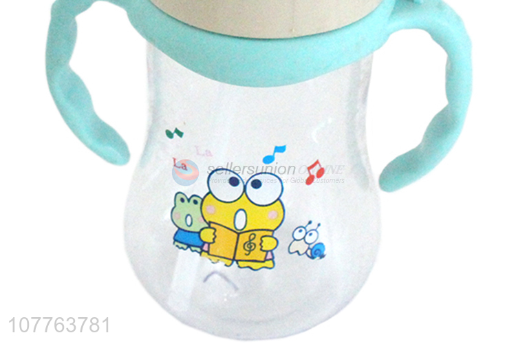 Newest cartoon printing children water bottle with straw and handles