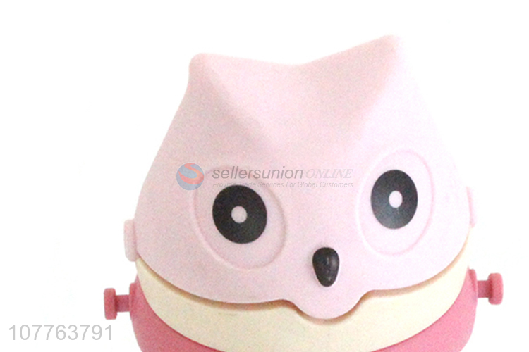 High quality cartoon owl kids water bottle with straw and shoulder strap