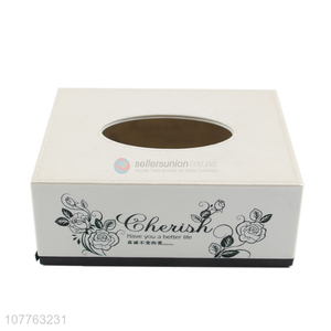 Wholesale rectangular exquisite flower printed paper towel box