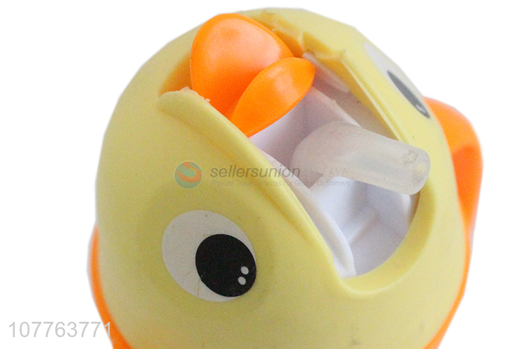 Hot sale cartoon duck children water bottle straw and handles