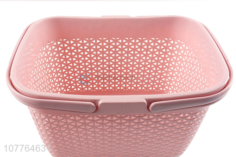 New arrival hollow plastic storage basket with handle and lid