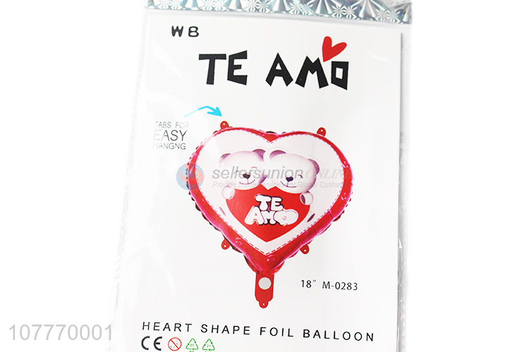 Factory price cute design heart shape foil balloon with bear balloon