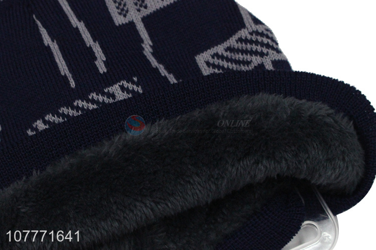 Good quality hedging cap winter knit hat with embroidery for men