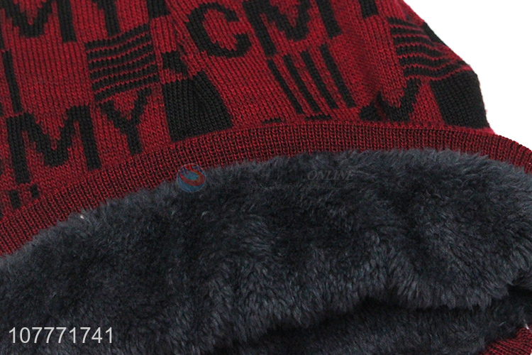 Hot selling velvet thickened sports knitted woolen hat