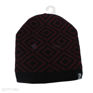 New style sports hat geometric pattern winter warm knitted hat