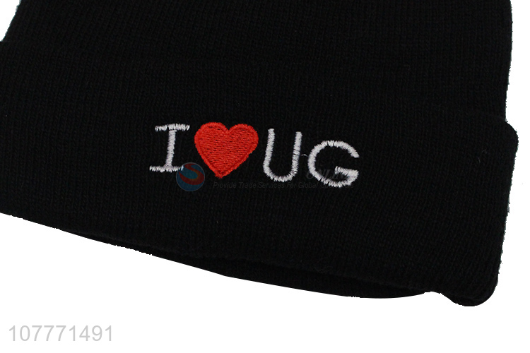 Wholesale velvet knitted hat winter outdoor cold-proof embroidery knitted hat