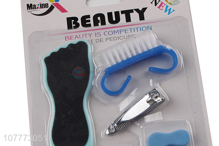 Wholesale 5 pieces manicure pedicure set nail clipper toe cleaning brush set