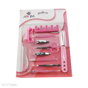 Hot selling 11 pieces beauty manicure set eyebrow tweezers nail file set