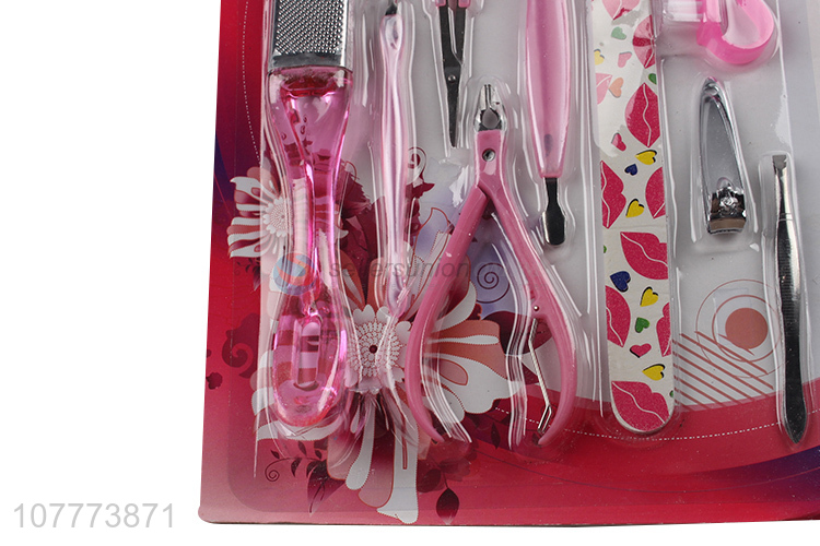 Wholesale 9 pieces beauty manicure set nail cutter pedicure file set