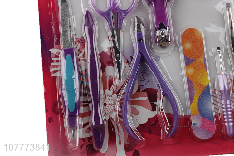 Promotional 10 pieces beauty manicure set nail clipper ear pick set