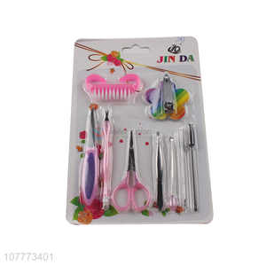 Wholesale 10 pieces beauty manicure set nail cutter cuticle pusher set