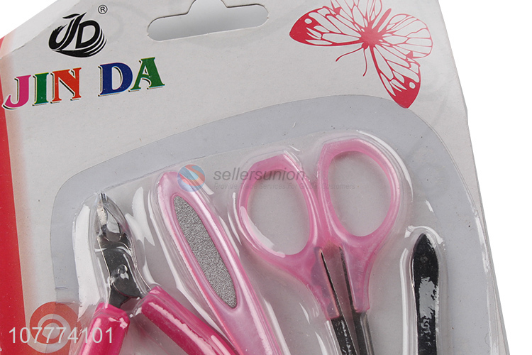 Wholesale 4 pieces beauty manicure set cuticle cutter eyebrow tweezers set