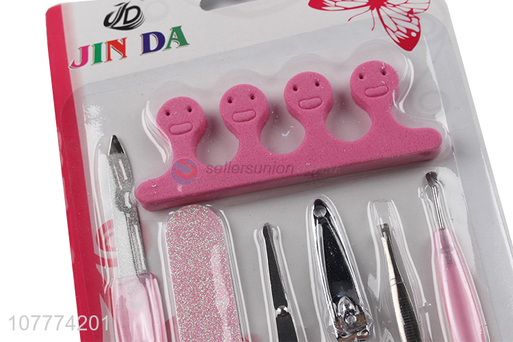 Wholesale 7 pieces beauty manicure set nail file ear pick set