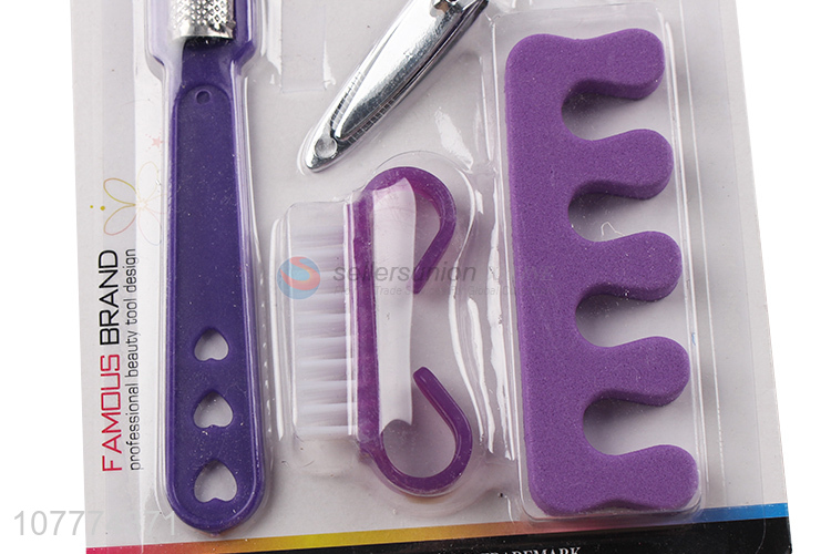 High quality 6 pieces manicure pedicure set nail file toe cleaning brush set