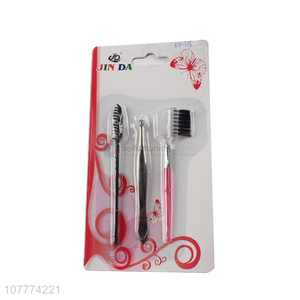 Wholesale 3 pieces makeup tool set eyebrow brush eyebrow tweezers set