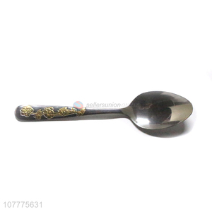 China Manufacture Gold-Plated Flower Pattern Dinner Spoon