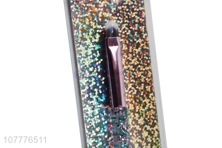 Hot sale portable eye shadow brush with transparent sequins handle