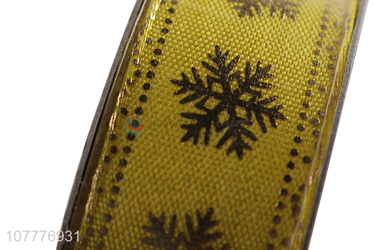 Most popular 25mm gold webbing ribbon Christmas snowflake ribbon