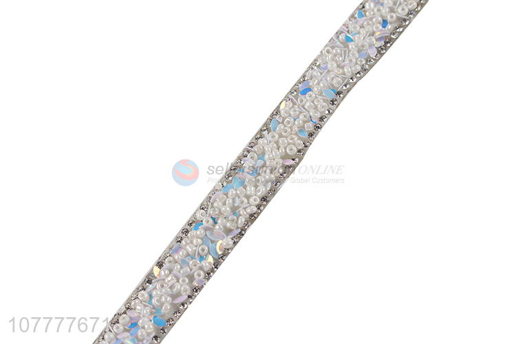 Most popular 15mm rhinestone beaded ribbon diy clothing material