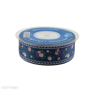 Factory supply 25mm flower pattern grosgrain ribbon gift ribbon