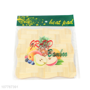 Hot sale non-slip household bamboo printing bowl mat