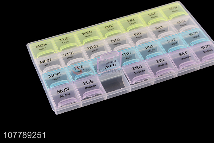 Hot sale 28 compartments pill box monthly pill case 7 days vitamin case