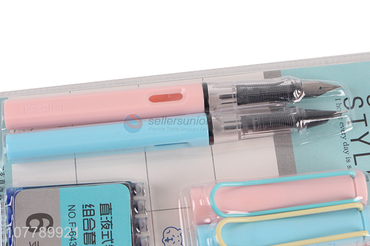 Creative office signature pen set with replaceable ink sac pen set