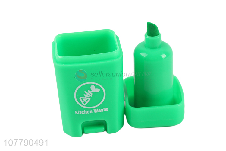 New Design Waste Bin Shape Highlight Pen Fluorescent Pen