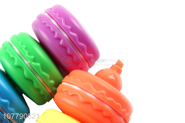 Hot product 6 colors macaron shape highlighter pen kids school stationery