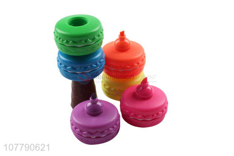 Hot product 6 colors macaron shape highlighter pen kids school stationery