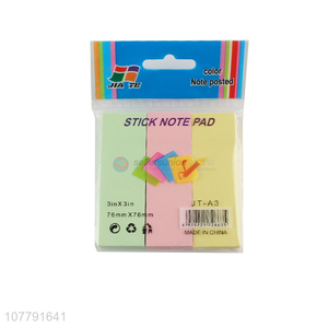 Low price fluorescent color blank tearable sticky notes bookmark