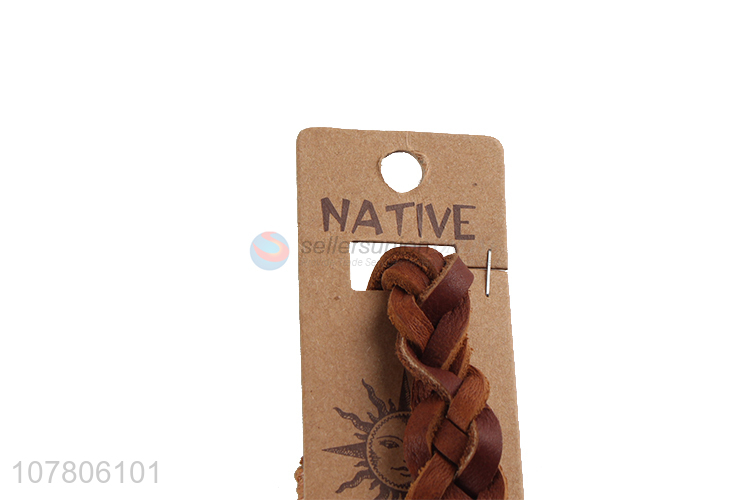 High quality cowhide braided bracelet handmade bracelet