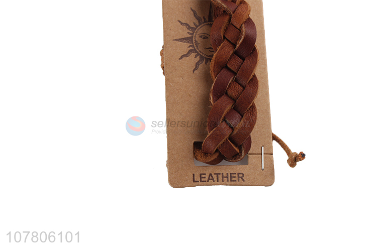 High quality cowhide braided bracelet handmade bracelet