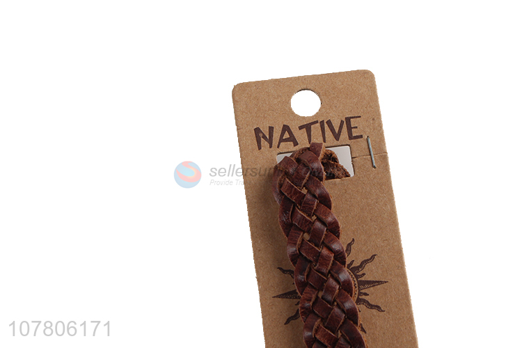 Chinese factory wholesale brown handmade bracelet leather bracelet