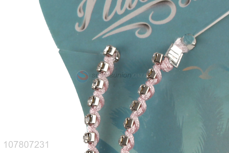 New arrival pink bead chain ladies handmade anklet