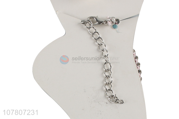 New arrival pink bead chain ladies handmade anklet