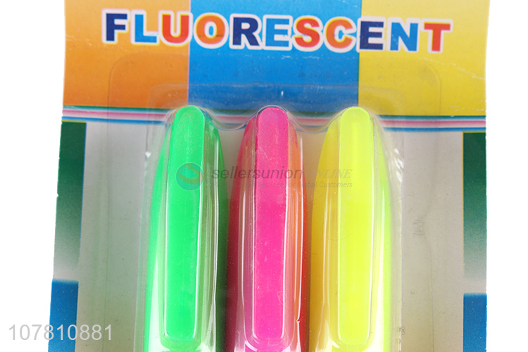 China factory 3 colors plastic highlighter pen for office