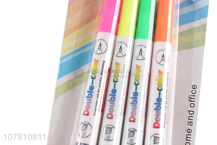 Factory wholesale double-ended highlighter pen fluorescent pen