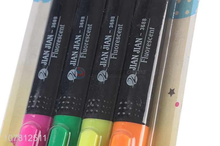 Custom 4 Colors Fluorescent Pen Highlighter Pen Set