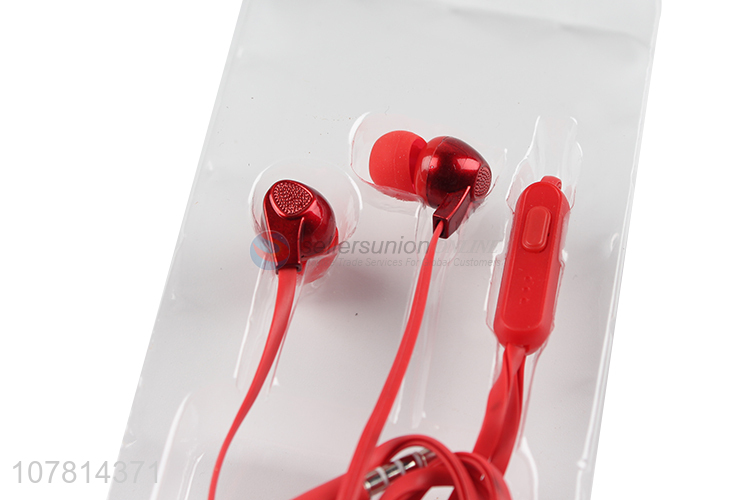 Good quality red metal wired in-ear headphones