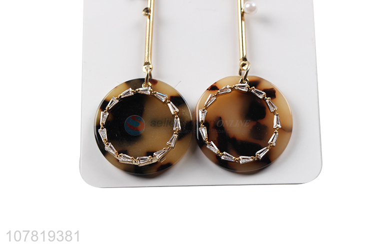 China factory fashionable leopard print acrylic zircon drop earrings